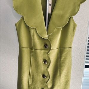Maeve Scallop-Front Mini Dress in Lime Green